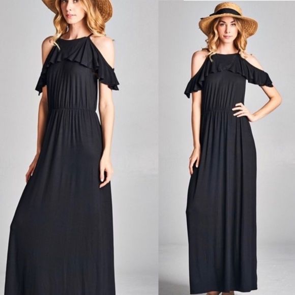 Black cold shoulder maxi dress - Picture 6 of 9